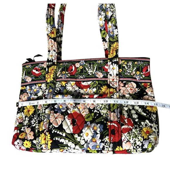 Vera Bradley Quilted Shoulder Bag Purse Poppy Fields Red Yellow Floral Zip Top - Picture 7 of 16